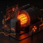 Startups nucleares con reactores modulares pequeños representando innovación y retos tecnológicos en energía limpia.