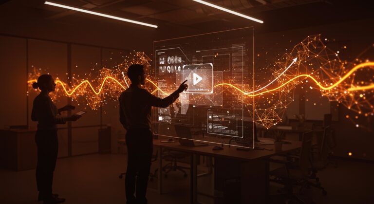 Ejecución visual de Synthesia recaudando 200M USD en IA aplicada a video corporativo con inversión serie E liderada por Google Ventures.