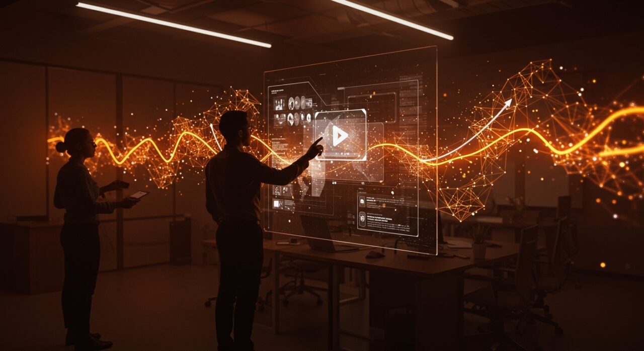 Ejecución visual de Synthesia recaudando 200M USD en IA aplicada a video corporativo con inversión serie E liderada por Google Ventures.