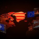 Impacto de las tarifas de EE.UU. y la geopolítica de Groenlandia en startups europeas, mostrando mapas y alianzas internacionales en un entorno tecnológico.