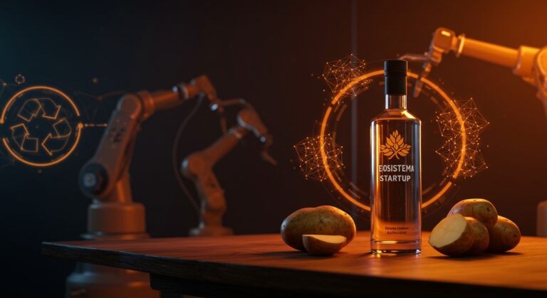 Vodka de papa nativa producido con tecnología agroindustrial innovadora y economía circular en startup peruana.
