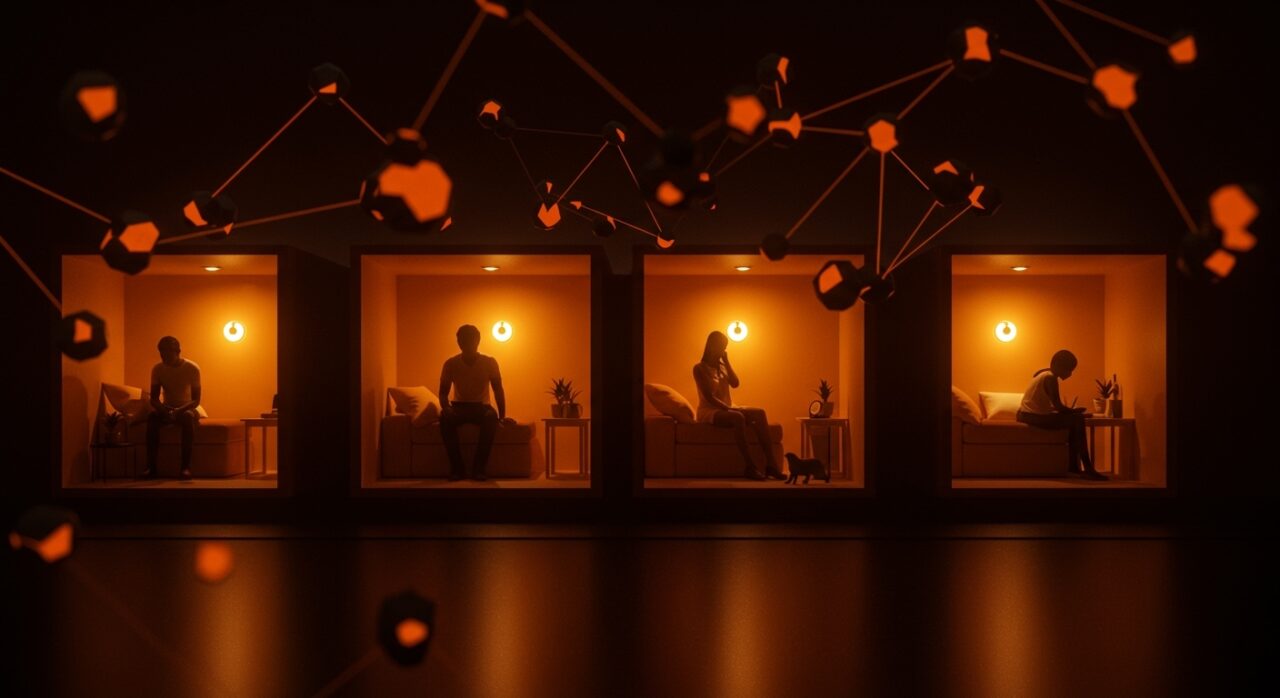 Representación visual de hogares unipersonales en Estados Unidos mostrando la tendencia social con oportunidades de mercado para startups.