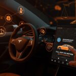 Interfaz digital de Tesla mostrando cambio a suscripción Full Self-Driving destacando innovaciones en movilidad y monetización.