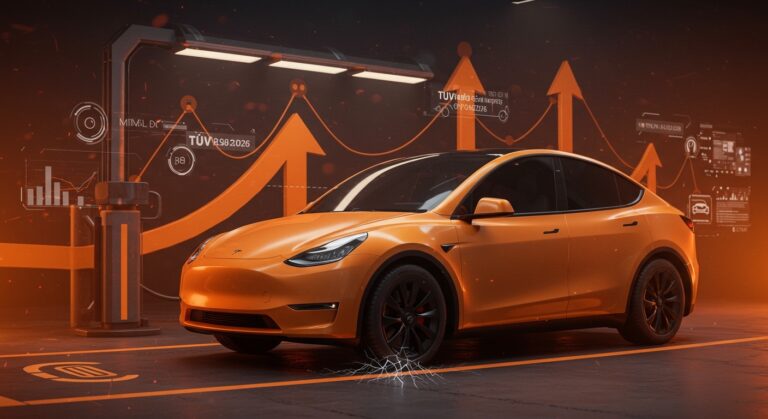 Tesla Model Y con enfoque en fiabilidad crítica según TÜV Report 2026 y tendencias en movilidad eléctrica para startups.