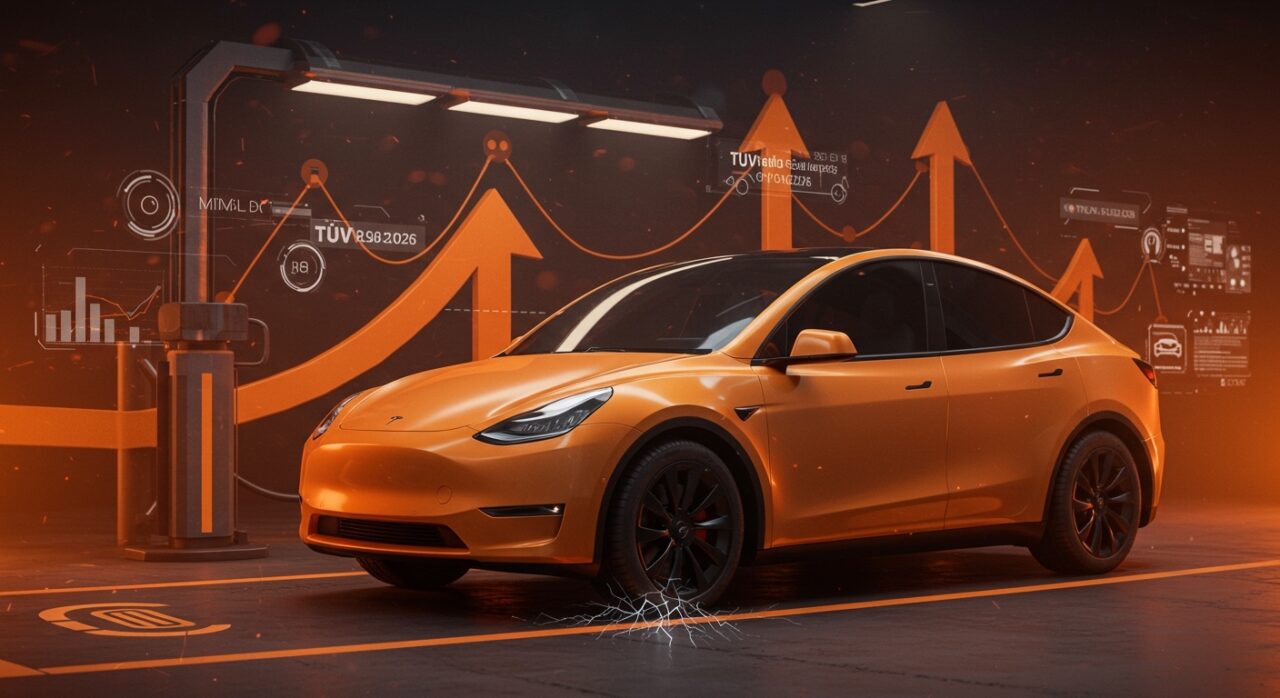 Tesla Model Y con enfoque en fiabilidad crítica según TÜV Report 2026 y tendencias en movilidad eléctrica para startups.
