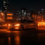 Tesla robotaxi futurista representando el futuro del transporte autónomo y la movilidad eléctrica en el mercado EV.