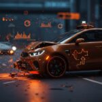 Robotaxi de Tesla involucrado en accidente mostrando tasa de accidentes 3 veces mayor comparado con humanos en movilidad tecnológica.