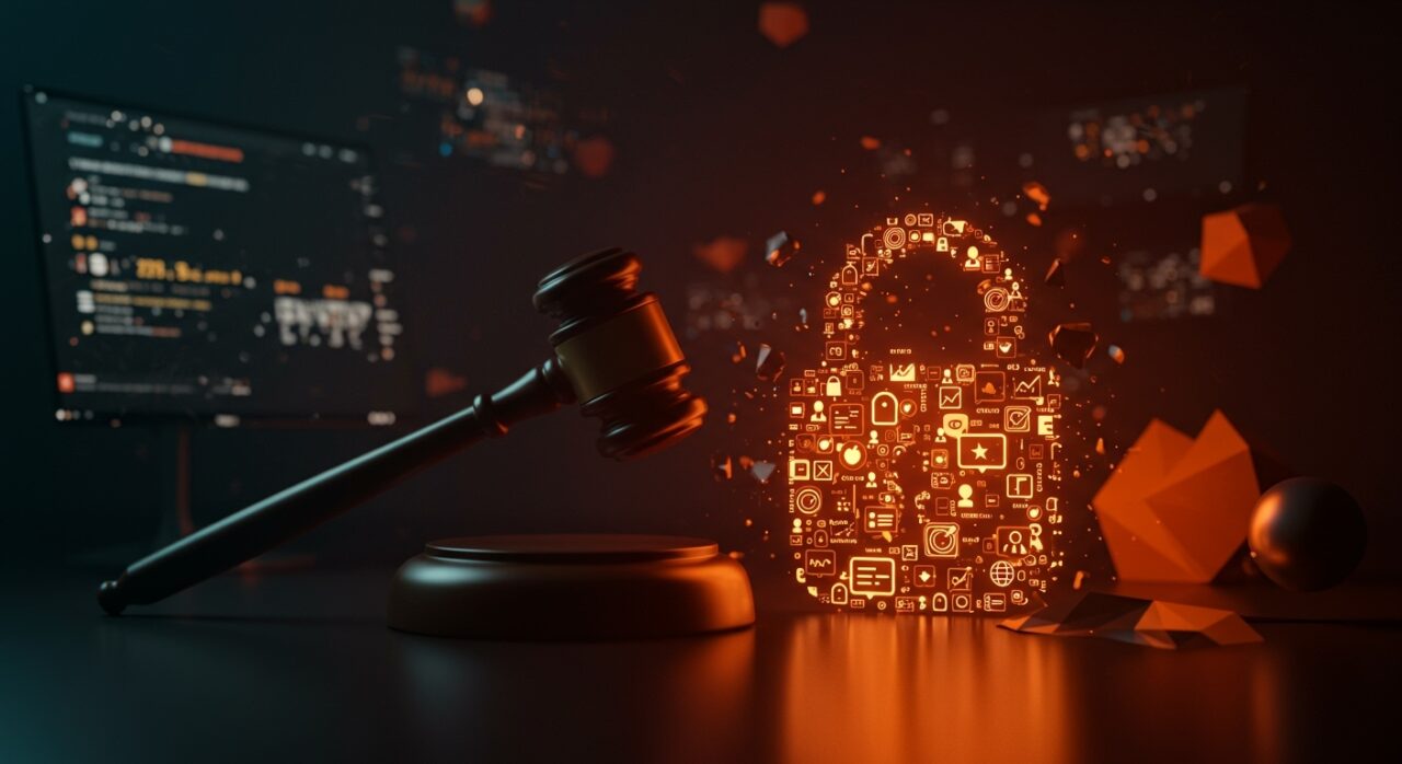 Representación visual del bloqueo judicial a la ley de age gating en Texas y su impacto en derechos digitales y startups tecnológicas.