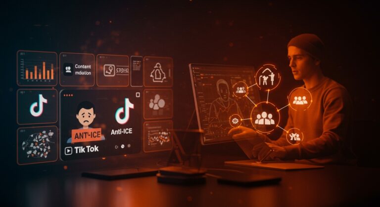 Ilustración conceptual sobre la censura y problemas técnicos en TikTok, enfocada en confianza y moderación para founders de LATAM.