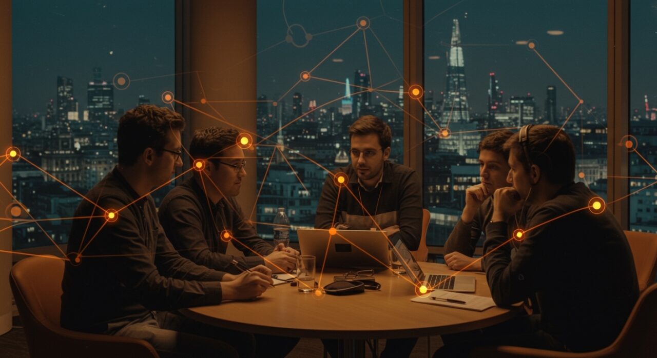 Conferencia TNW en Londres mostrando founders e inversores conectando en un entorno tecnológico global con enfoque en networking latino y tendencias tecnológicas.