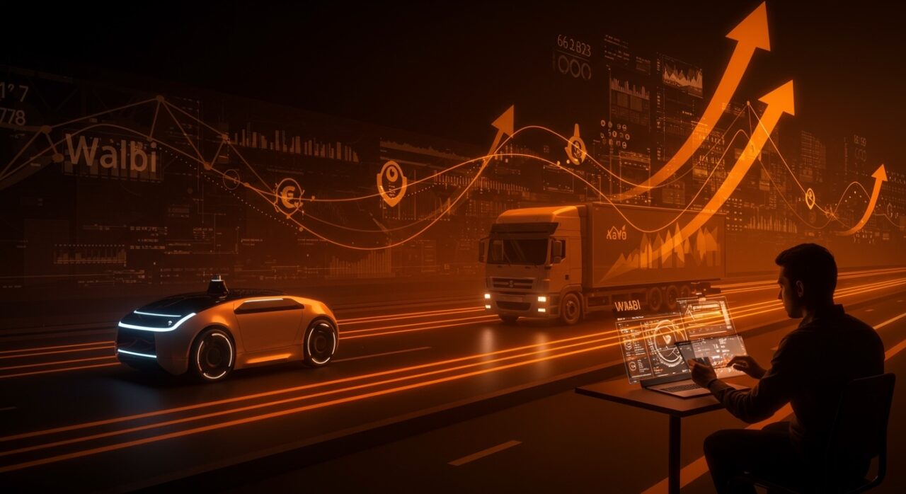 Robotaxi y camión autónomo futuristas financiados por Uber para el avance de vehículos autónomos en startups de movilidad.