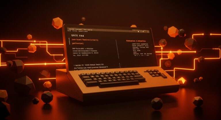 Emulación de UNIX V4 en navegador con terminal PDP-11 vintage, destacando la historia y aprendizaje para startups en tecnología.