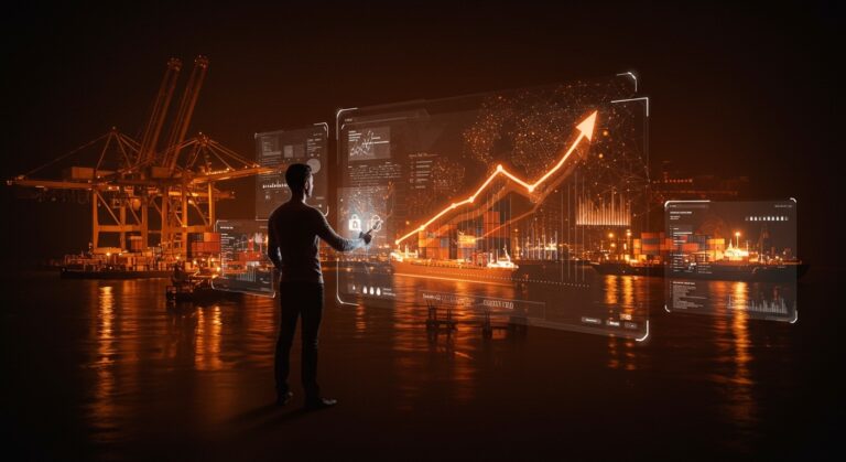 Founder recibiendo funding para startup SaaS de inteligencia artificial en logística marítima, liderada por Ventures.eu.