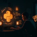 Desarrollador programando extensiones Python con WebAssembly para automatización y escalabilidad multiplataforma en tecnología.