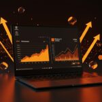 Benchmark mostrando Windows 11 superando a Linux en rendimiento en Intel Arrow Lake en un entorno tecnológico con paleta naranja y negro.