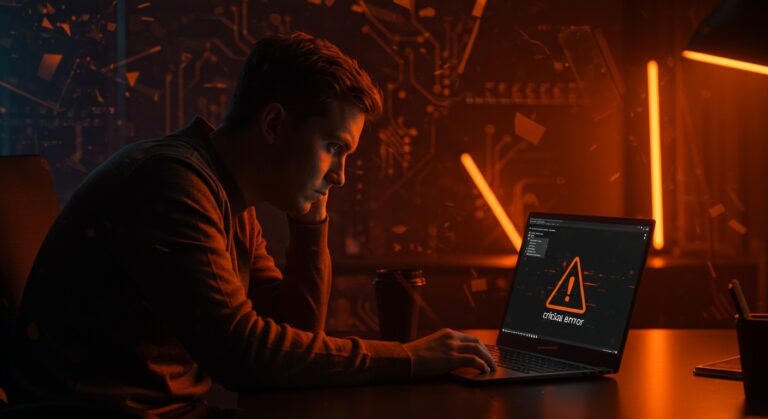 Founder preocupado frente a error crítico causado por la actualización Windows 11 KB5074109 en startup tecnológica.