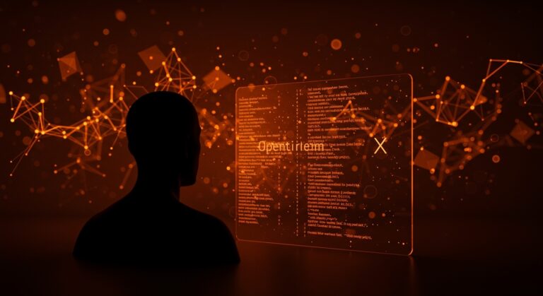 Líder tecnológico revelando algoritmo open source de X con símbolos visuales de IA y transparencia en redes sociales para tendencias de mercado y founders tech.