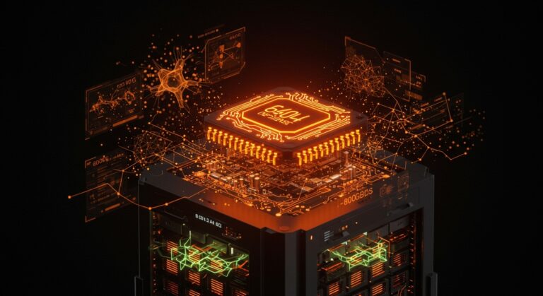 Xsight Labs E1 DPU con 64 núcleos Arm Neoverse y conectividad 800G para IA aplicada y automatización en servidores.