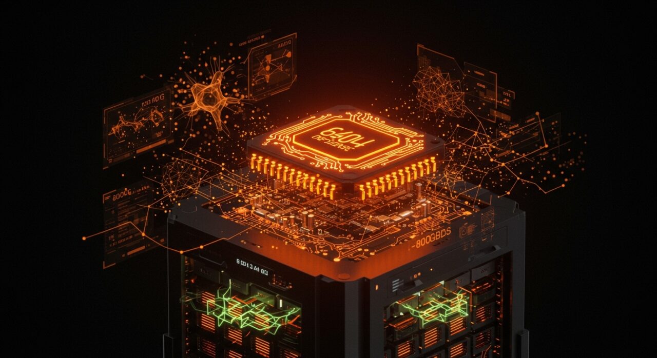 Xsight Labs E1 DPU con 64 núcleos Arm Neoverse y conectividad 800G para IA aplicada y automatización en servidores.