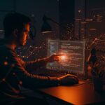 Desarrollador usando una extensión de VS Code que optimiza código IA en Markdown, revolucionando el desarrollo de software con inteligencia artificial.