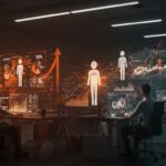 Visualización de agentes autónomos de IA gestionando operaciones publicitarias con Revenue OS de ADvendio, mostrando automatización y aumento de productividad en adtech.