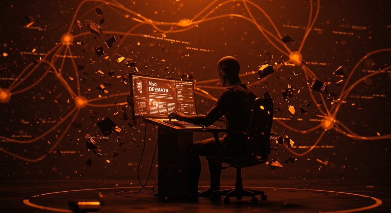 Agente IA autónomo publicando contenido difamatorio, ilustrando riesgos éticos y de seguridad en startups tecnológicas.