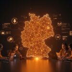 Contribuciones a open source en Alemania representadas como voluntariado digital con apoyo institucional y beneficios fiscales.