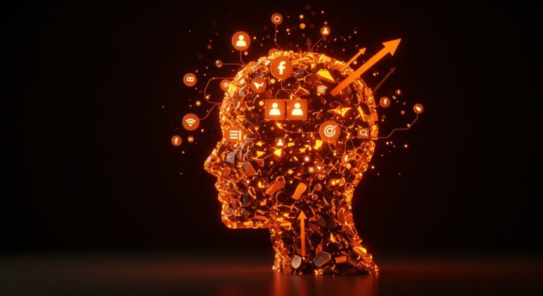 Algoritmo de redes sociales influye en opinión política con metáforas de manipulación algorítmica y polarización digital en Ecosistema Startup.