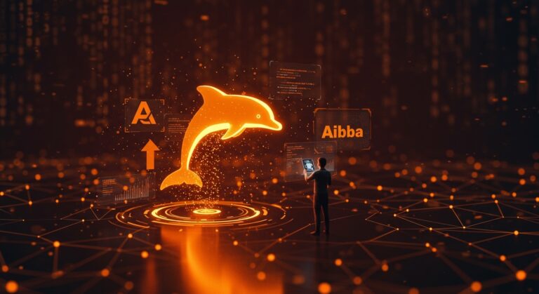Ilustración conceptual de AliSQL, base de datos MySQL open source optimizada por Alibaba con enfoque en rendimiento y tecnología avanzada para founders tech.