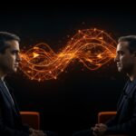 Momento tenso entre Sam Altman y Dario Amodei en la cumbre de inteligencia artificial en India representando competencia en el mercado tech y startups de IA.