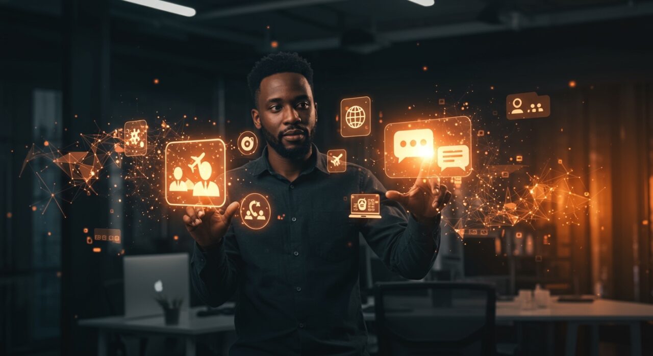 Adquisición de startup de IA SkyLink por Amadeus, mostrando integración de IA conversacional y automatización en viajes corporativos.