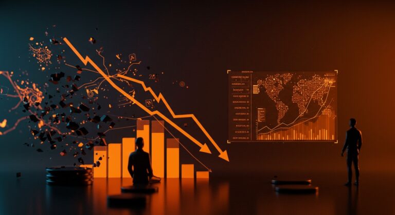 Impacto de Anthropic Claude Cowork en acciones de software legal con visualización de caída bursátil y automatización con IA.