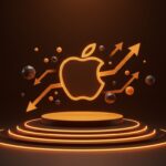 Escenario futurista con símbolo de Apple resaltando innovación y nueva estrategia de lanzamiento en el ecosistema tech startup.