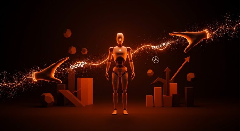 Robot humanoide recibiendo inversión de Google y Mercedes-Benz en ronda Series A, destacando crecimiento en robótica y startups tecnológicas.