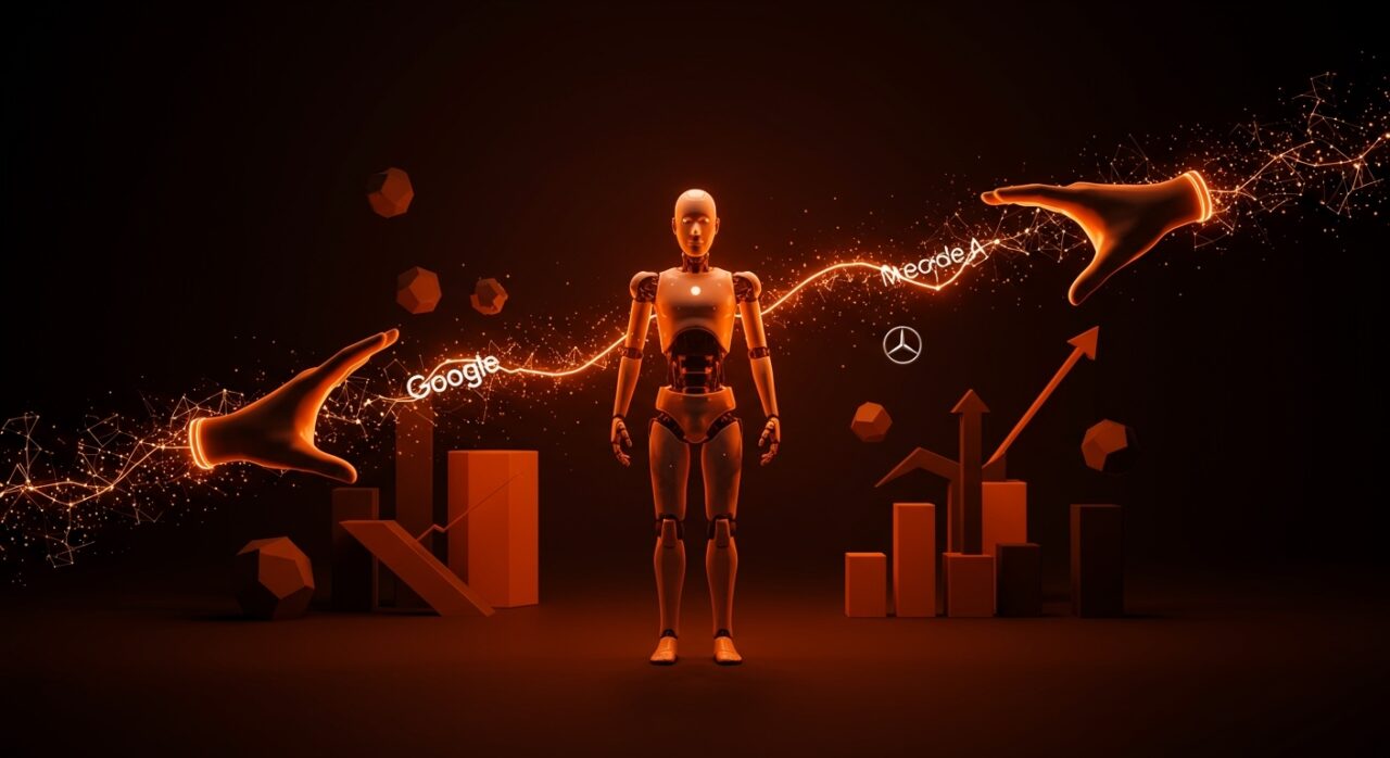 Robot humanoide recibiendo inversión de Google y Mercedes-Benz en ronda Series A, destacando crecimiento en robótica y startups tecnológicas.