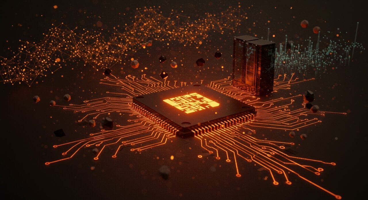 Microchip avanzado representando la expansión de Arm en semiconductores, IA y data centers, destacando innovación en hardware y diseño de chips.