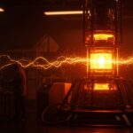 Mini-reactor de fusión innovador rodeado de flujos de energía, simbolizando financiación e innovación en energía limpia para startups tecnológicas.