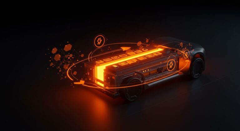 Batería ion-litio innovadora para vehículos eléctricos con tecnología startup y avance en movilidad eléctrica.