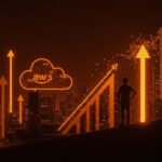 Crecimiento de ingresos de AWS impulsado por IA, mostrando infraestructura cloud y escalabilidad para startups tecnológicas.