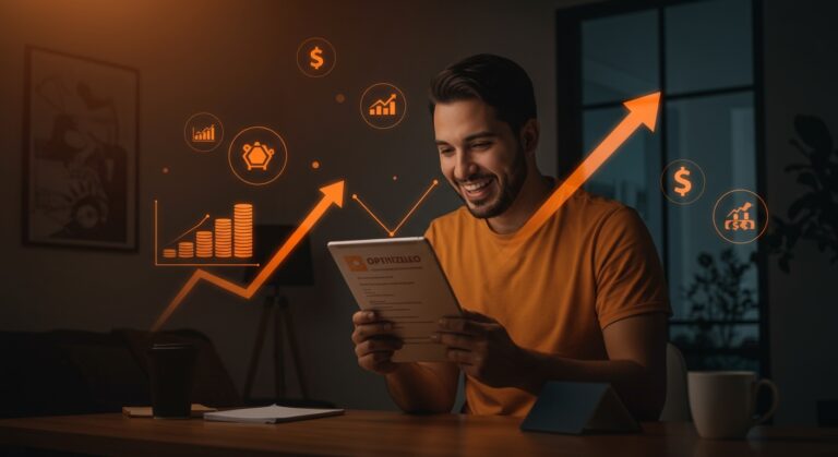 Usuario colombiano ahorrando con fintech Bangk gracias a optimización de créditos hipotecarios y tasas de interés bajas.