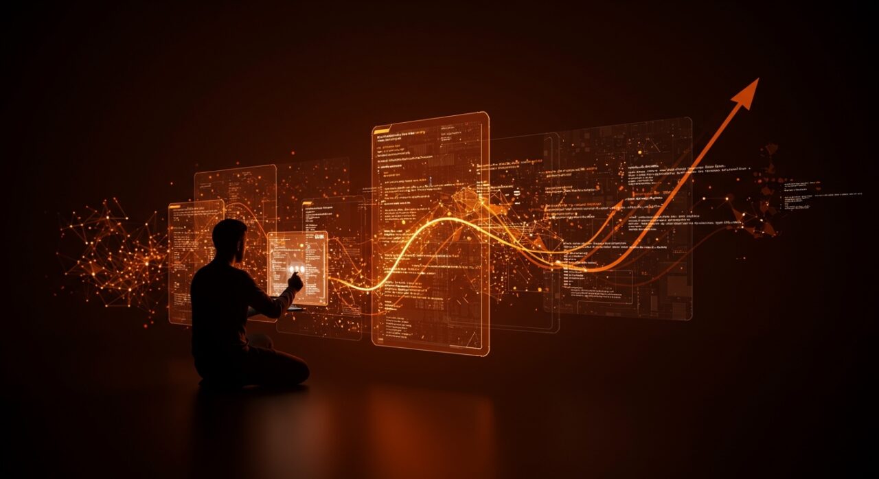 Qodo Benchmark 1.0 evaluando herramientas de IA para revisión de código con visualización de redes neuronales y automatización en desarrollo software.