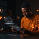 Founder tech revisando borradores en Bluesky, simbolizando la integración de drafts y la competencia en redes sociales descentralizadas.