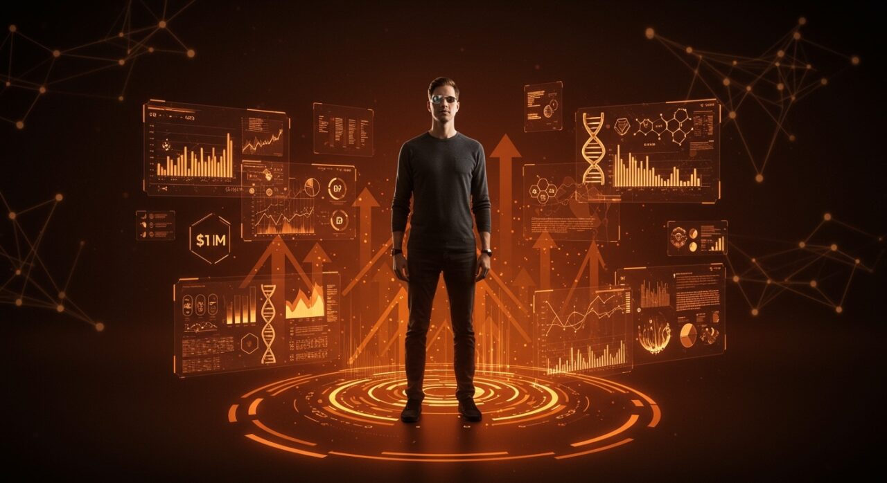 Bryan Johnson presentando su programa Immortals de longevidad con tecnología avanzada y biohacking en el sector healthtech.