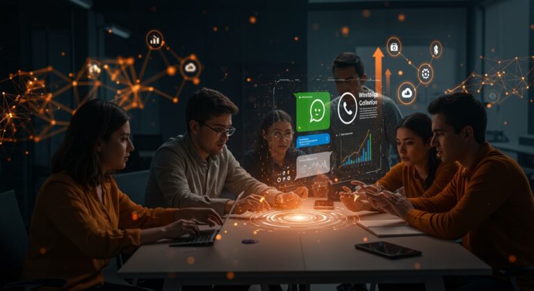 Equipo de startup chilena utilizando IA para automatización de cobranza por WhatsApp en fintech SaaS con crecimiento sostenible.