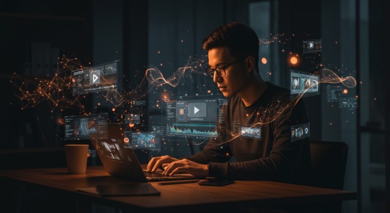 Editor de video con IA Cardboard para startups, mostrando automatización avanzada y creación de contenido profesional.