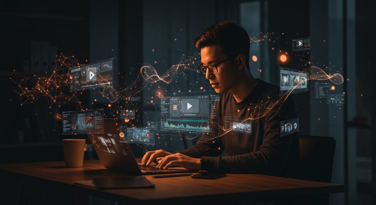 Editor de video con IA Cardboard para startups, mostrando automatización avanzada y creación de contenido profesional.