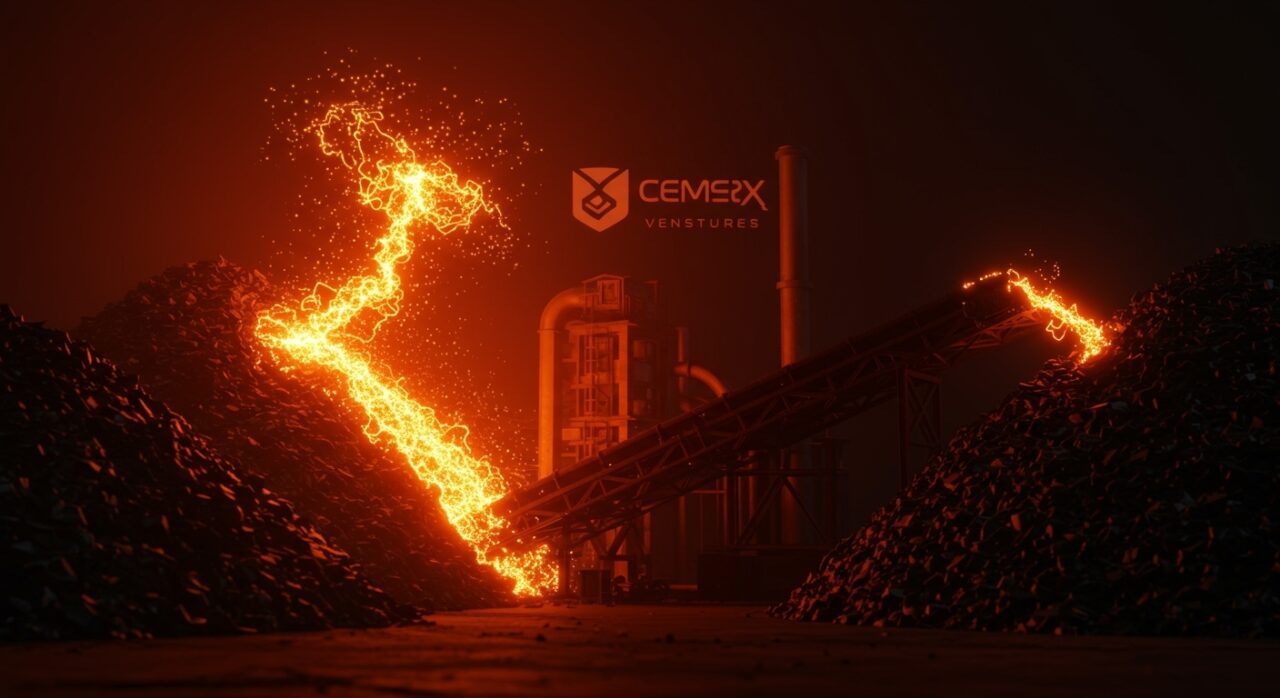 Inversión de Cemex Ventures en WtEnergy para conversión limpia de residuos en energía, símbolo de energía limpia y descarbonización startup.