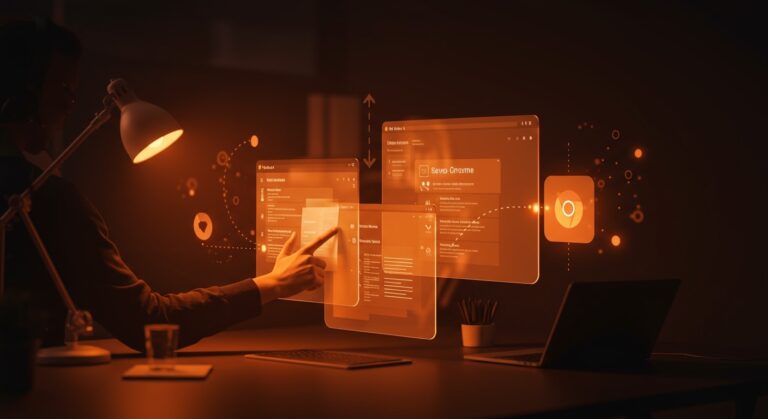 Interfaz de Chrome con Split View, anotaciones en PDF y función Save, mejorando la productividad de founders tech en un entorno digital moderno.