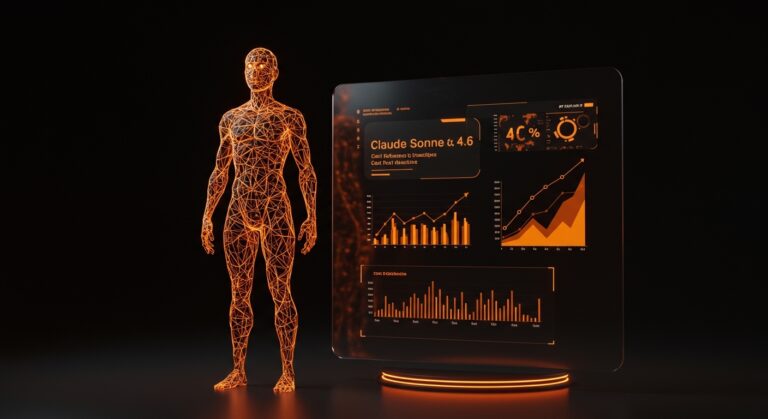 Imagen conceptual de Claude Sonnet 4.6 de Anthropic mostrando eficiencia y bajo costo en agentes autónomos IA para startups.