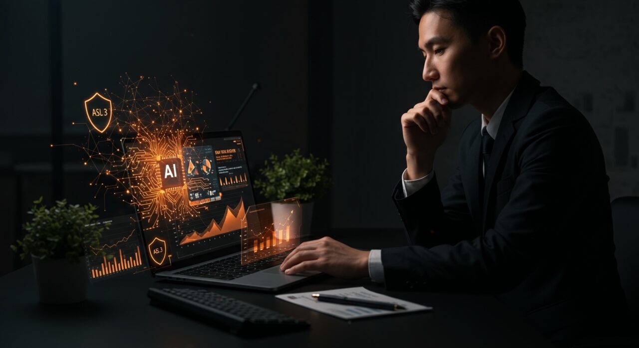 Sistema Claude Sonnet 4.6 de Anthropic mostrando capacidades avanzadas y evaluación de riesgos en IA con estética naranja y negra de ecosistema startup.